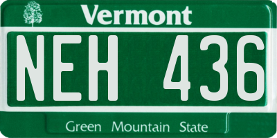 VT license plate NEH436