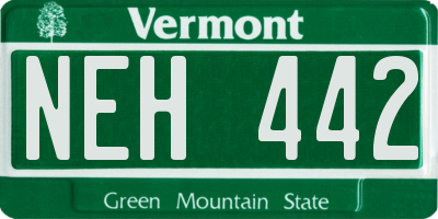 VT license plate NEH442