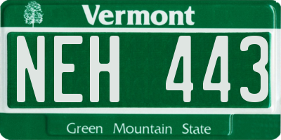 VT license plate NEH443