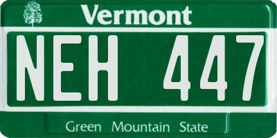 VT license plate NEH447