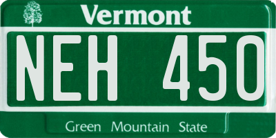 VT license plate NEH450