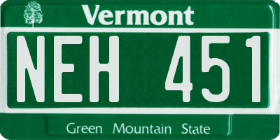 VT license plate NEH451