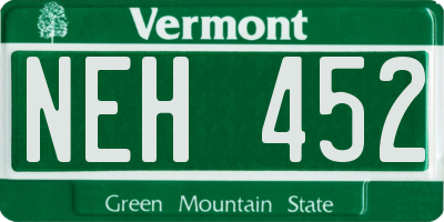 VT license plate NEH452