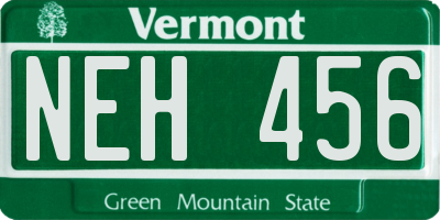 VT license plate NEH456