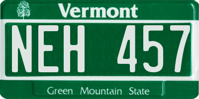 VT license plate NEH457