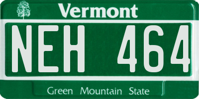 VT license plate NEH464