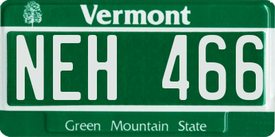 VT license plate NEH466