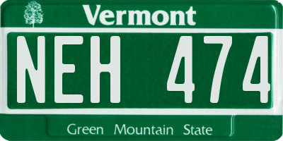 VT license plate NEH474