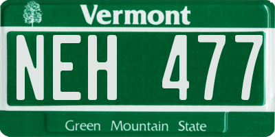 VT license plate NEH477