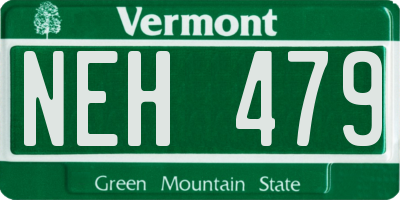 VT license plate NEH479