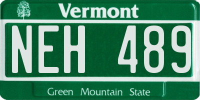 VT license plate NEH489