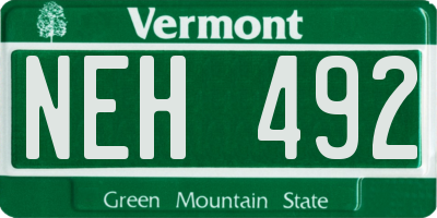 VT license plate NEH492