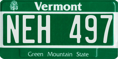 VT license plate NEH497
