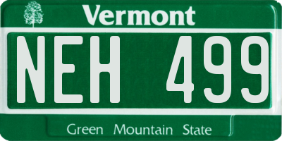 VT license plate NEH499