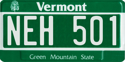 VT license plate NEH501