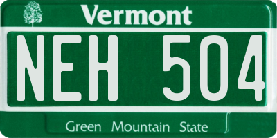 VT license plate NEH504