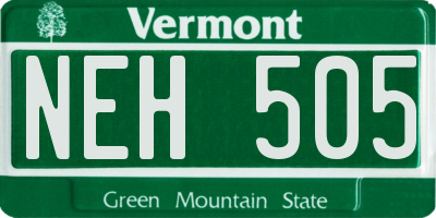 VT license plate NEH505