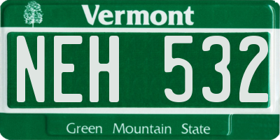 VT license plate NEH532