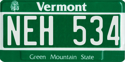 VT license plate NEH534