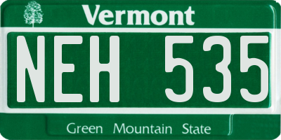 VT license plate NEH535