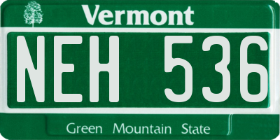 VT license plate NEH536