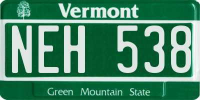 VT license plate NEH538
