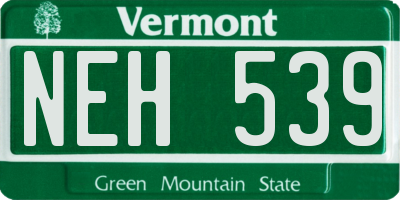 VT license plate NEH539