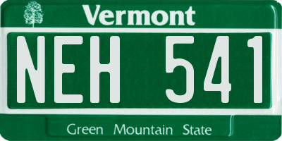 VT license plate NEH541