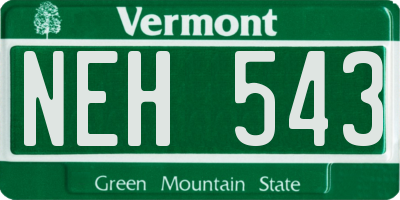 VT license plate NEH543