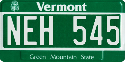 VT license plate NEH545