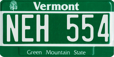 VT license plate NEH554