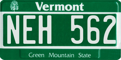 VT license plate NEH562