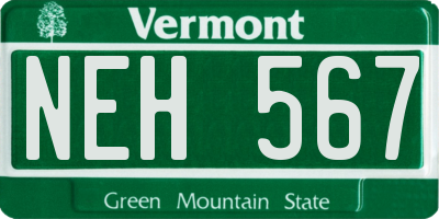 VT license plate NEH567