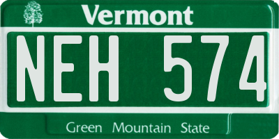 VT license plate NEH574