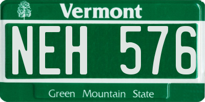 VT license plate NEH576