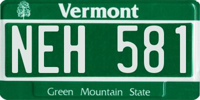 VT license plate NEH581