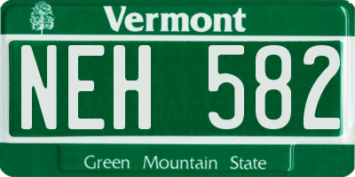 VT license plate NEH582