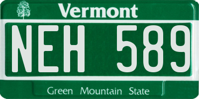 VT license plate NEH589