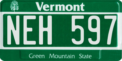 VT license plate NEH597