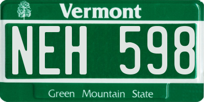 VT license plate NEH598