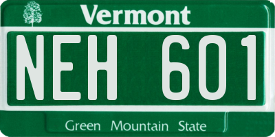 VT license plate NEH601