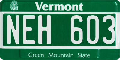 VT license plate NEH603