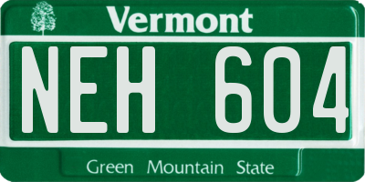 VT license plate NEH604