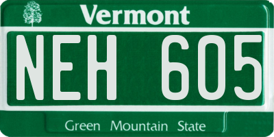 VT license plate NEH605