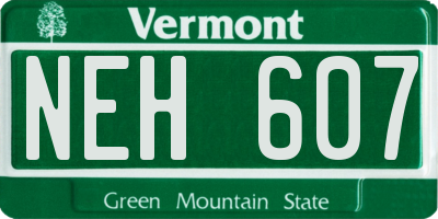VT license plate NEH607