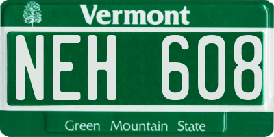 VT license plate NEH608