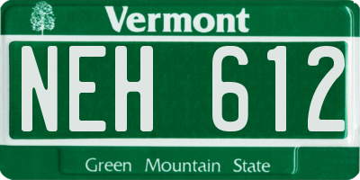 VT license plate NEH612
