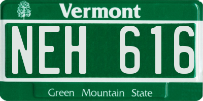 VT license plate NEH616