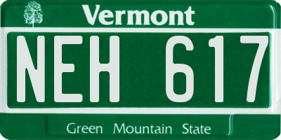 VT license plate NEH617