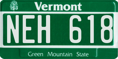VT license plate NEH618